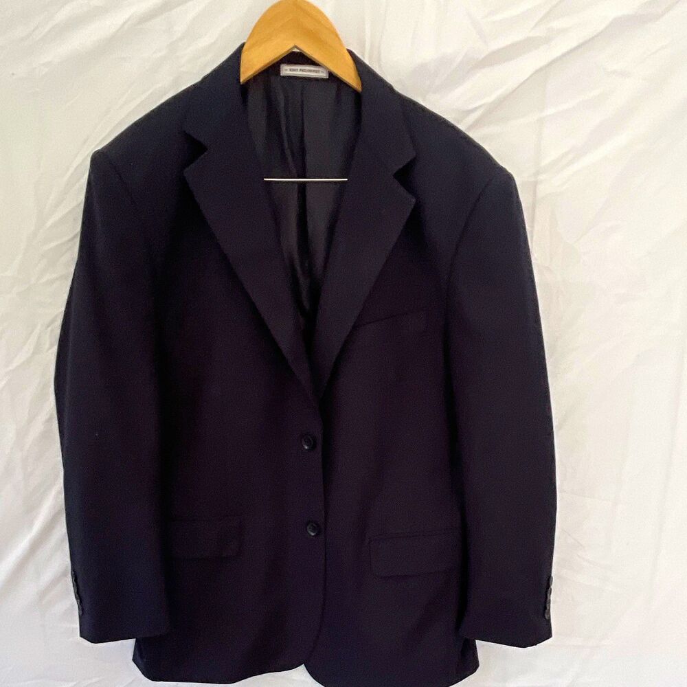 VINCI Men's Black Single-Breasted 2-Button Blazer 40S Regular Notch Lapel